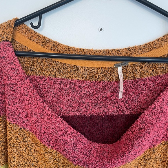 Free people candy land sweater womens large l colorful stripe shirt off shoulder - Picture 3 of 9